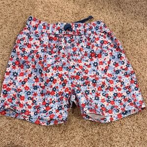 Kids Floral Swim Trunks - Red and Blue